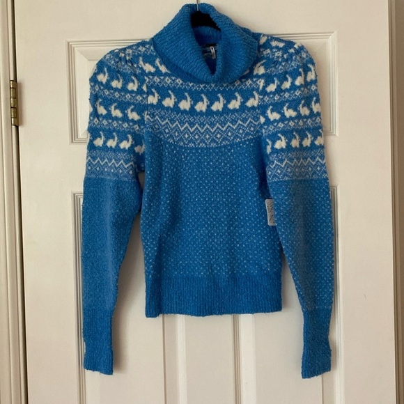 Free People Love Notes Printed Sweater (Blue Bunny) - Picture 4 of 8